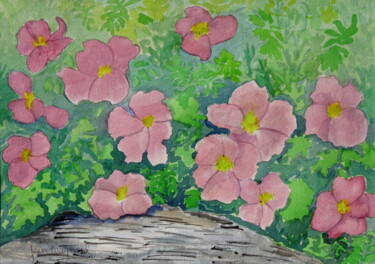 Painting titled "Ragosa Roses" by Jean Maynard, Original Artwork