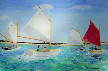 绘画 标题为“Cat Boats Race on N…” 由Jean Maynard, 原创艺术品