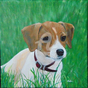 Painting titled "Mon ami le chien" by Malou, Original Artwork, Acrylic