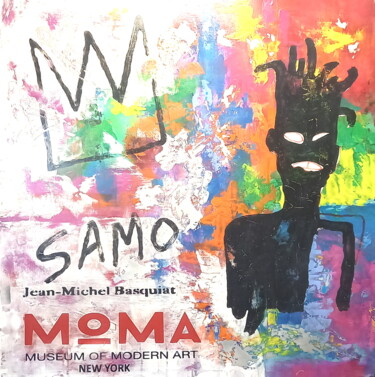 Painting titled "Moma and Basquiat" by Jean Michel Chapoulie (jmchaps), Original Artwork, Acrylic Mounted on Wood Panel
