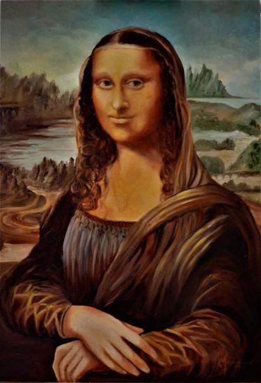 Pintura intitulada "la joconde" por Jean Gaborieau, Obras de arte originais