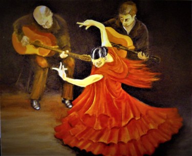 Peinture intitulée "flamenco" par Jean Gaborieau, Œuvre d'art originale