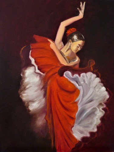 Painting titled "flamenco2" by Jean Gaborieau, Original Artwork