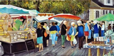 Malerei mit dem Titel "le marché" von Jean Gaborieau, Original-Kunstwerk