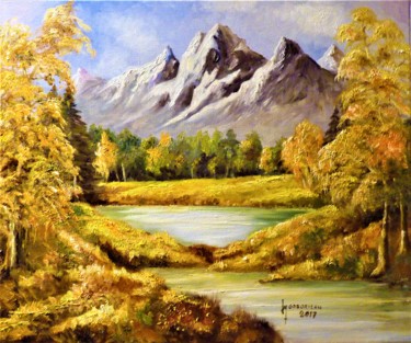 Painting titled "montagne" by Jean Gaborieau, Original Artwork