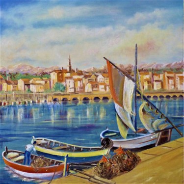 Malerei mit dem Titel "retour au port" von Jean Gaborieau, Original-Kunstwerk, Öl