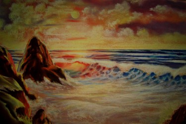 Peinture intitulée "la vague" par Jean Gaborieau, Œuvre d'art originale