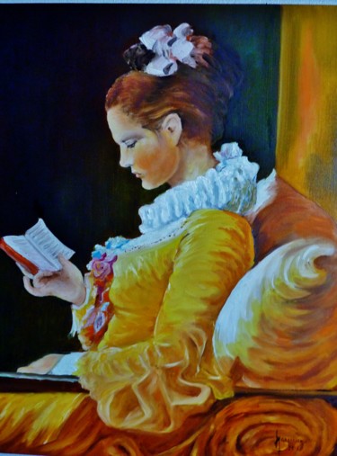 Peinture intitulée "la liseuse" par Jean Gaborieau, Œuvre d'art originale