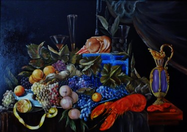 Peinture intitulée "à table" par Jean Gaborieau, Œuvre d'art originale