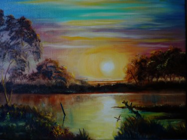 Peinture intitulée "coucher de soleil s…" par Jean Gaborieau, Œuvre d'art originale