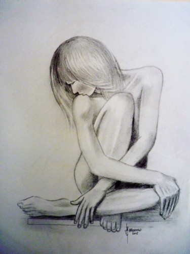Drawing titled "la pose" by Jean Gaborieau, Original Artwork