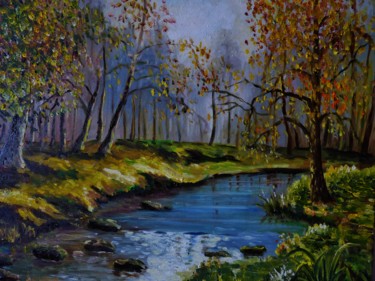 Painting titled "le ruisseau" by Jean Gaborieau, Original Artwork