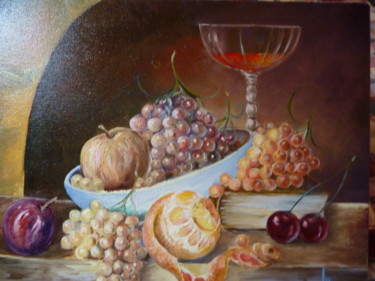 Peinture intitulée "la coupe de fruits" par Jean Gaborieau, Œuvre d'art originale