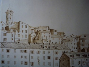 Drawing titled "village" by Jean Gaborieau, Original Artwork