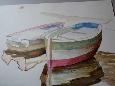 Dessin intitulée "les barques" par Jean Gaborieau, Œuvre d'art originale