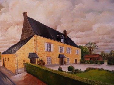 Pintura intitulada "maison du cotentin" por Jean Gaborieau, Obras de arte originais