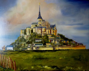 Peinture intitulée "le mont saint Michel" par Jean Gaborieau, Œuvre d'art originale