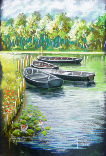 Pintura intitulada "les  plates du lac…" por Jean Gaborieau, Obras de arte originais