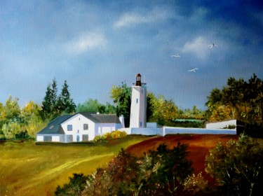 Peinture intitulée "phare de Morsalines…" par Jean Gaborieau, Œuvre d'art originale