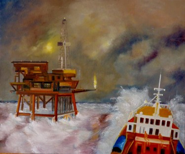 Painting titled "mer du nord" by Jean Gaborieau, Original Artwork
