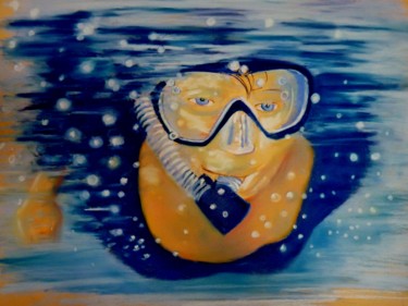 Peinture intitulée "plongée aux Maldives" par Jean Gaborieau, Œuvre d'art originale