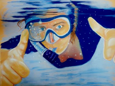 Peinture intitulée "plongée aux Maldive…" par Jean Gaborieau, Œuvre d'art originale