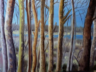 Pintura titulada "rideau d'arbres" por Jean Gaborieau, Obra de arte original