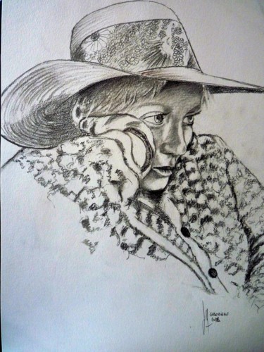 Drawing titled "chapeau-fleur.jpg" by Jean Gaborieau, Original Artwork