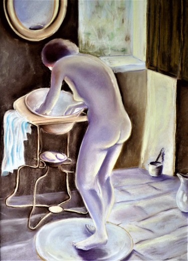 Peinture intitulée "la toilette" par Jean Gaborieau, Œuvre d'art originale