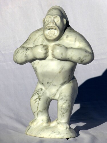 Carrara Marble Wild Animal - Gorilla 1 Sculpture intitulée "Carrara Marble Wild…" par Jean-Michel Garino, Œuvre d'art originale, Pierre
