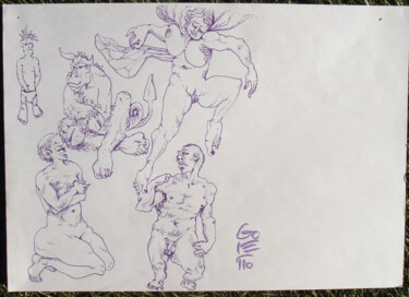 Drawing titled "Dessin allégorique…" by Jean-Michel Goletto, Original Artwork, Marker