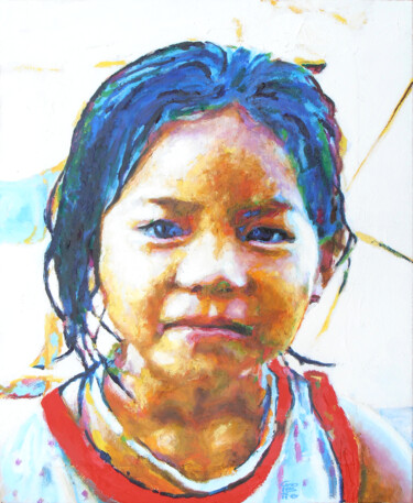 Peinture intitulée "Petite fille sans r…" par Jean-Michel Goletto, Œuvre d'art originale, Huile