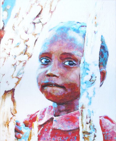 Картина под названием "Petite fille avec r…" - Jean-Michel Goletto, Подлинное произведение искусства, Масло