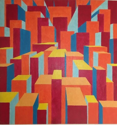 Ville Peinture intitulée "Ville" par Jean-Michel Gosse, Œuvre d'art originale, Acrylique