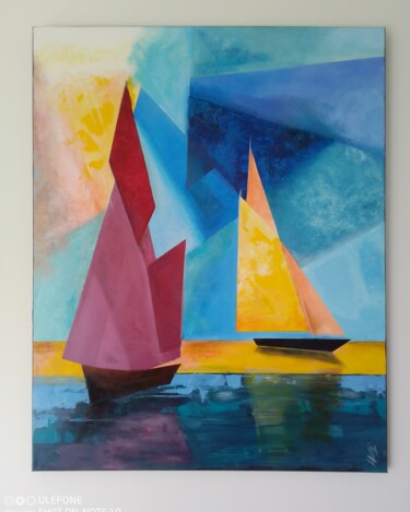 Painting titled "Voiles" by Jean Michel Jounier, Original Artwork, Acrylic Mounted on Wood Stretcher frame