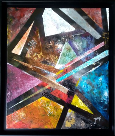 Painting titled "Vitraux" by Jean Michel Jounier, Original Artwork, Acrylic Mounted on Wood Stretcher frame