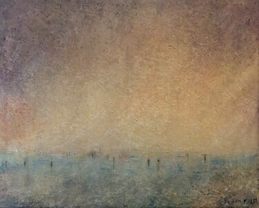 Pittura intitolato "La plage" da Jean-Michel Ledrait, Opera d'arte originale, Olio