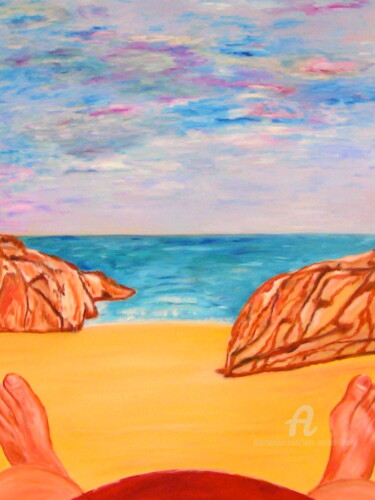 Painting titled "ALLONGE SUR LA PLAGE" by Jean-Michel Liewig, Original Artwork