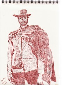 Drawing titled "Croquis Clint Eastw…" by Jean-Michel Liewig, Original Artwork