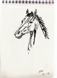 Drawing titled "Croquis Cheval" by Jean-Michel Liewig, Original Artwork