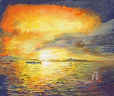 Peinture intitulée "coucher de soleil s…" par Jean-Michel Liewig, Œuvre d'art originale
