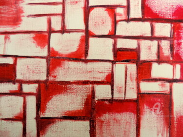 Painting titled "GÉOMETRICALROUGE" by Jean-Michel Liewig, Original Artwork, Oil