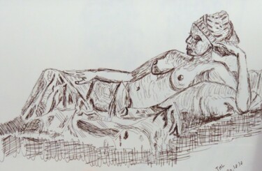 Disegno intitolato "Femme nue" da Jean-Michel Liewig, Opera d'arte originale