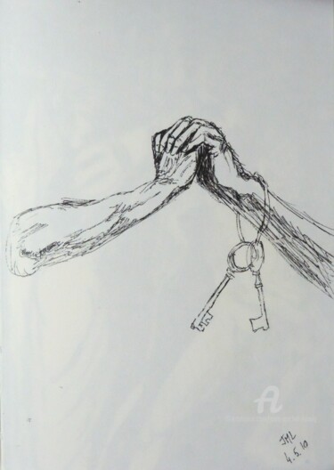 Drawing titled "Prends les clés du…" by Jean-Michel Liewig, Original Artwork