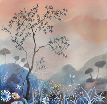 Картина под названием "Songe bleu" - Jean-Michel Rackelboom, Подлинное произведение искусства, Акрил