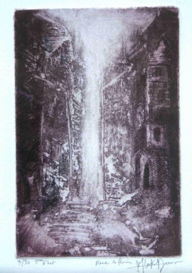 Printmaking titled "rue de Paris" by Jean-Michel Rackelboom, Original Artwork, Other
