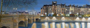 Malarstwo zatytułowany „quai de seine” autorstwa Jean-Michel Yon, Oryginalna praca, Olej Zamontowany na Drewniana rama noszy