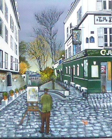Peinture intitulée "le peintre montmart…" par Jean-Michel Yon, Œuvre d'art originale, Huile Monté sur Châssis en bois