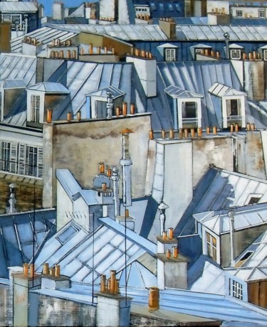 Peinture intitulée "toit emoi" par Jean-Michel Yon, Œuvre d'art originale, Huile Monté sur Châssis en bois