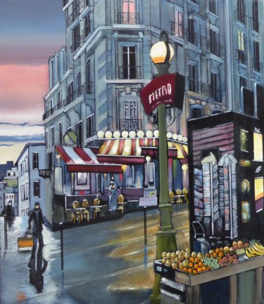 Painting titled "scene de vie" by Jean-Michel Yon, Original Artwork, Oil Mounted on Wood Stretcher frame